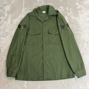 VTG US Military Shirt 14.5x33 Green Utility Dura Press OG 507 Air Force USAF